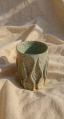 Yeşil Dalga Formlu Seramik Bardak