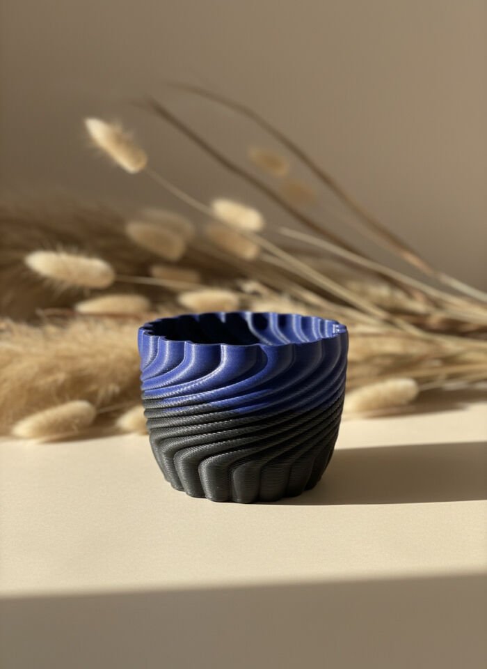3D Baskı Spiral Dokulu Seramik Saksı