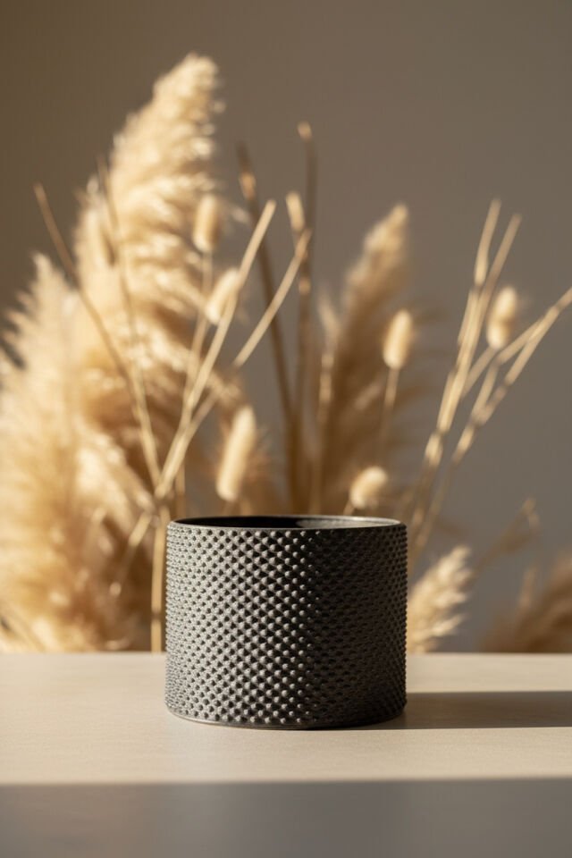 Noktalı Dokulu Seramik Saksı – Modern ve Minimal Tasarım