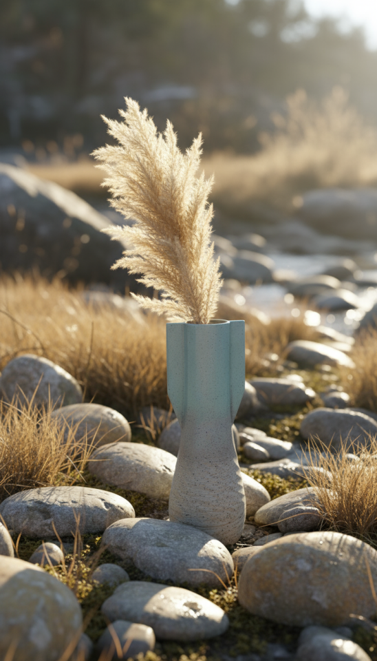 Doğal Geçişli Minimal Vazo – 3D Seramik Baskı