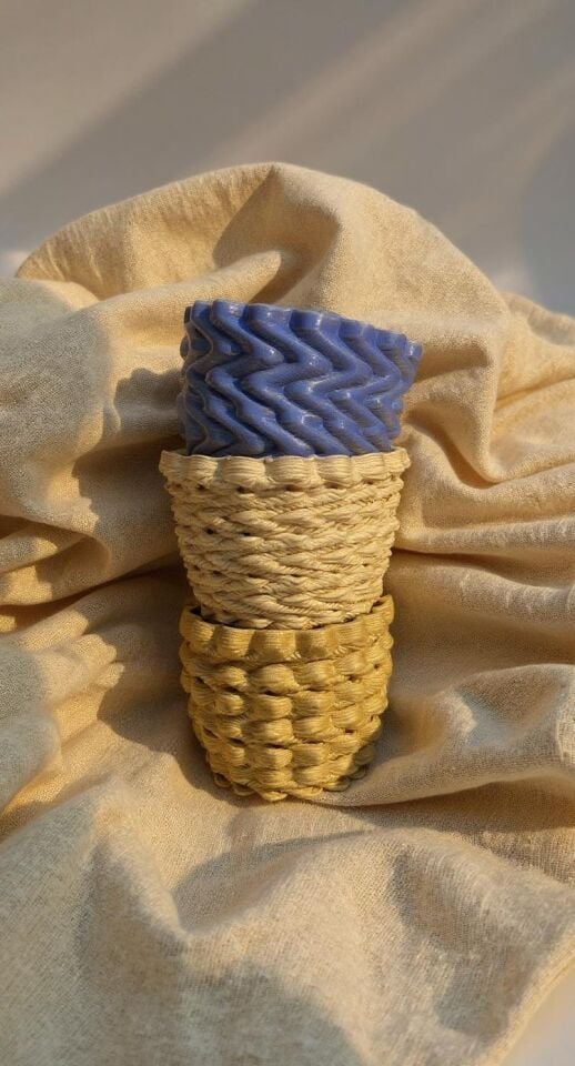 Örgü Dokulu Seramik Kase